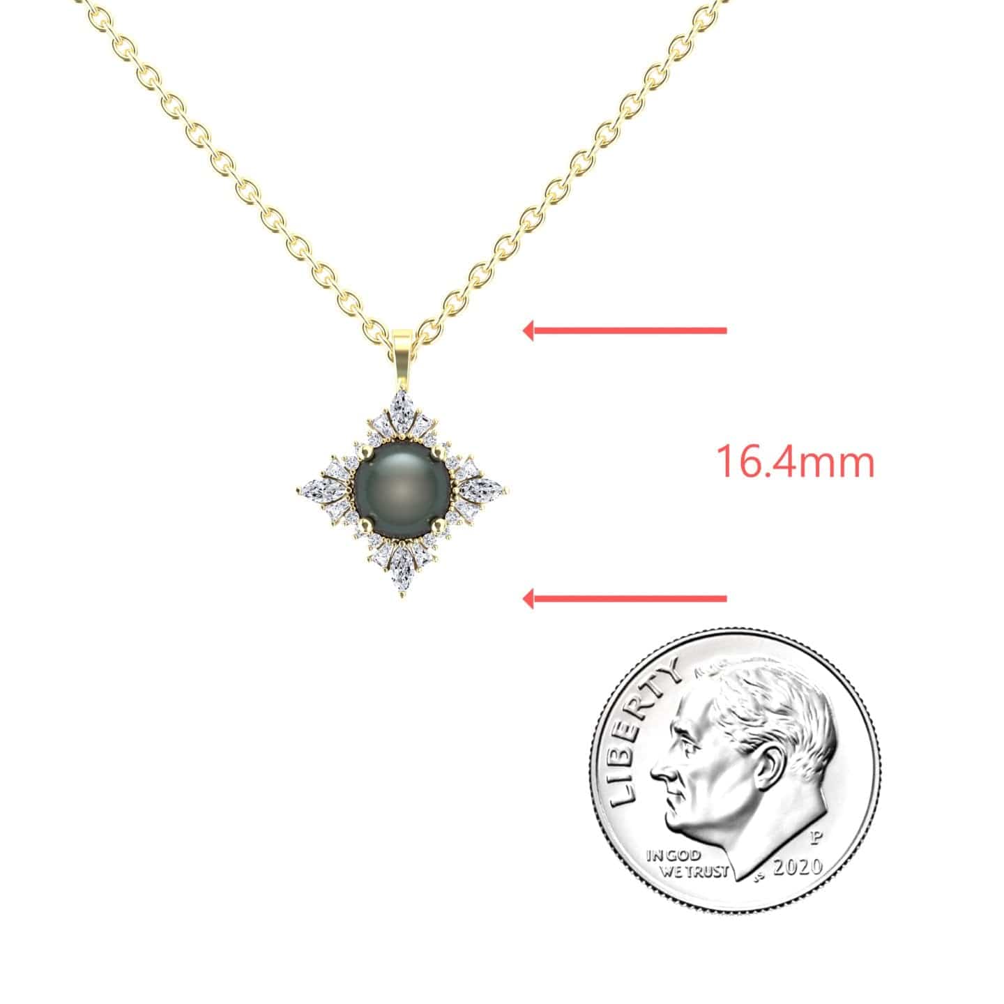 Black Akoya Pearl & Diamond Starburst Necklace - Cassandra