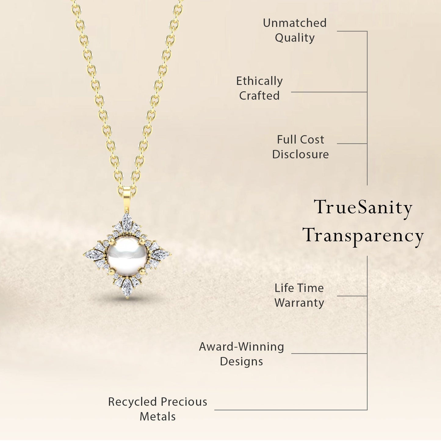 White Akoya Pearl & Diamond Starburst Necklace - Cassandra