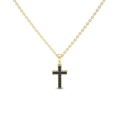 Black Diamond Channel-Set Cross Necklace