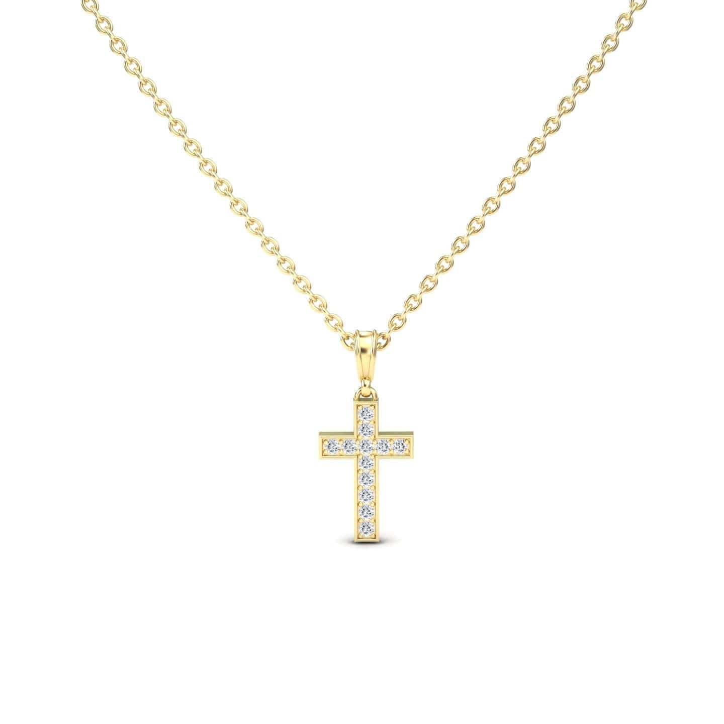 White Diamond Channel-Set Cross Necklace - Dulce
