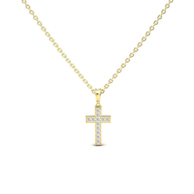 White Diamond Channel-Set Cross Necklace