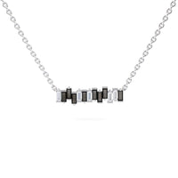 Black & White Diamond Geometric Bar Necklace - Fernanda