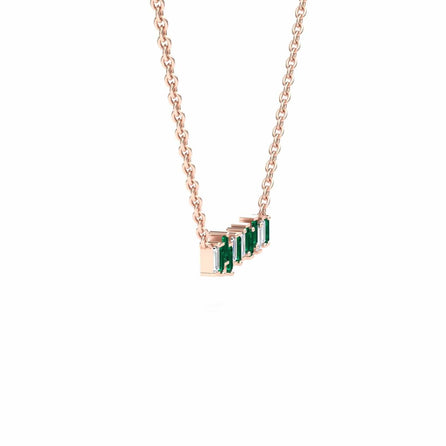 Lab Grown Emerald & Diamond Geometric Bar Necklace - Fernanda