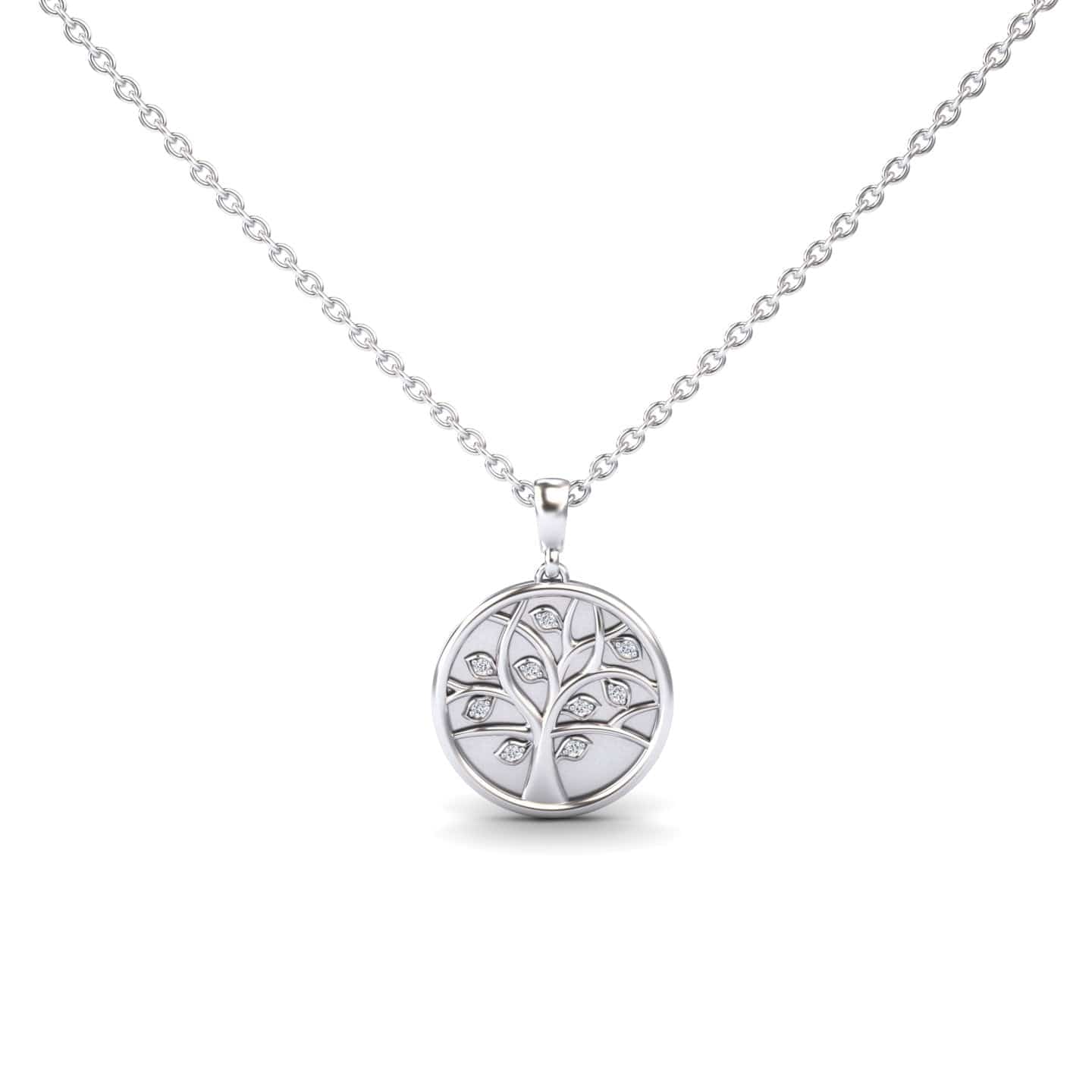 White Diamond Tree of Life Medallion Necklace - Jordyn