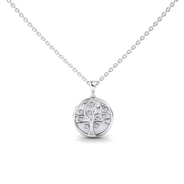White Diamond Tree of Life Medallion Necklace - Jordyn
