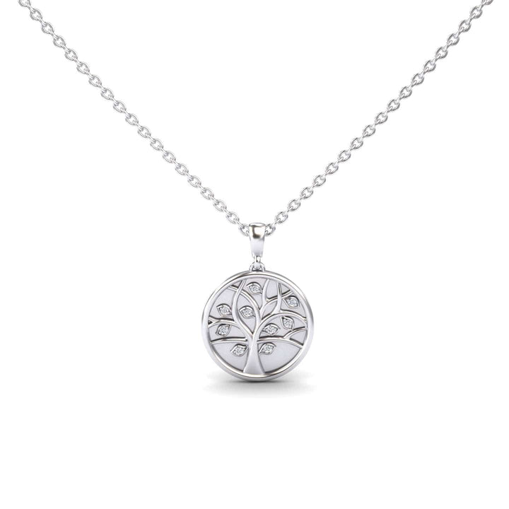White Diamond Tree of Life Medallion Necklace - Jordyn
