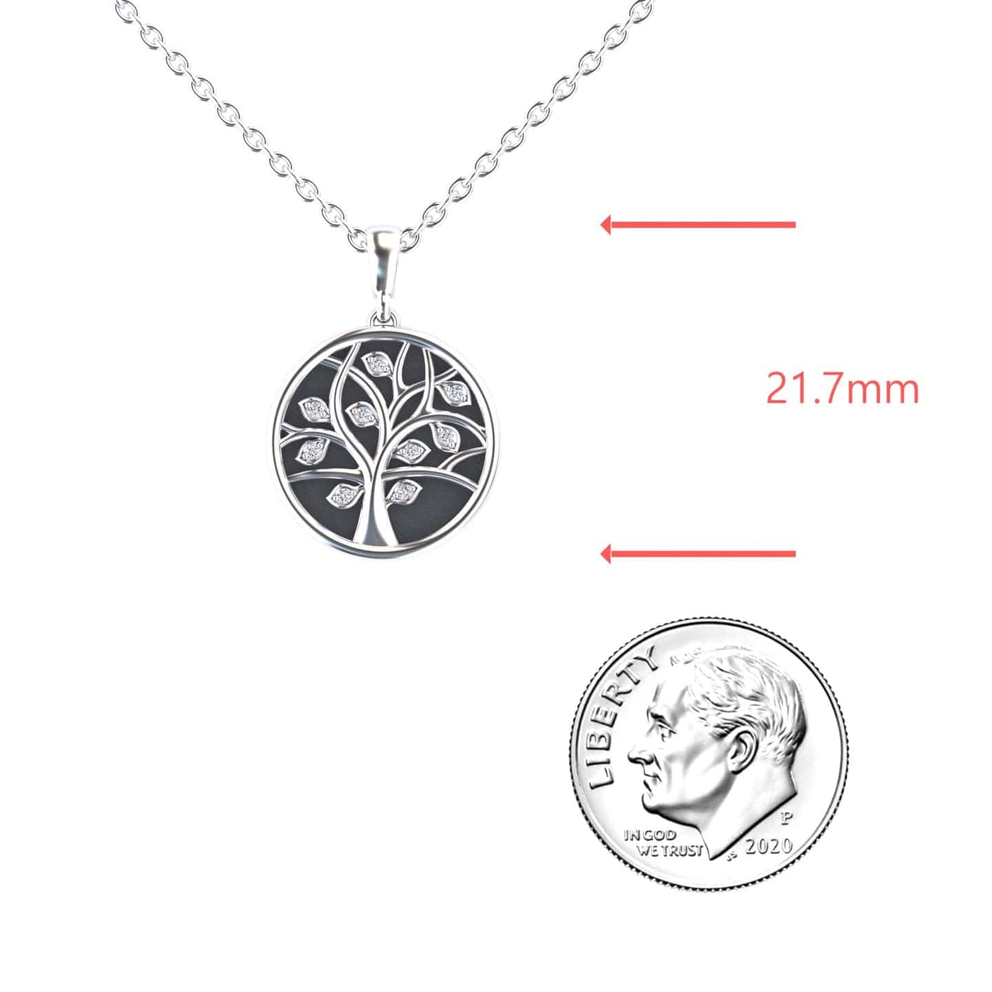 White Diamond Tree of Life Medallion Necklace - Jordyn