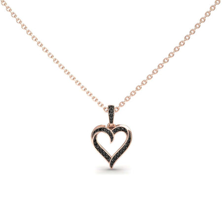 Black Diamond Open Heart Necklace - Rivka