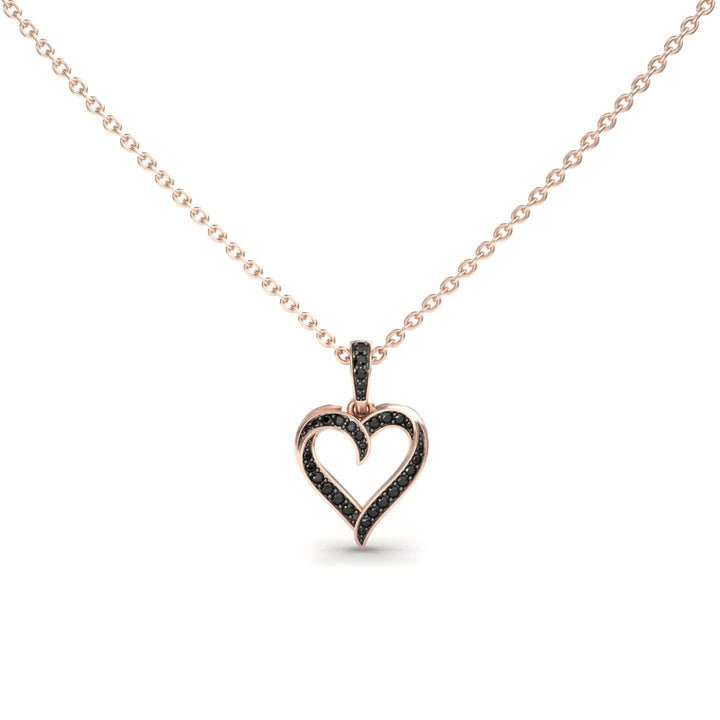 Black Diamond Open Heart Necklace - Rivka