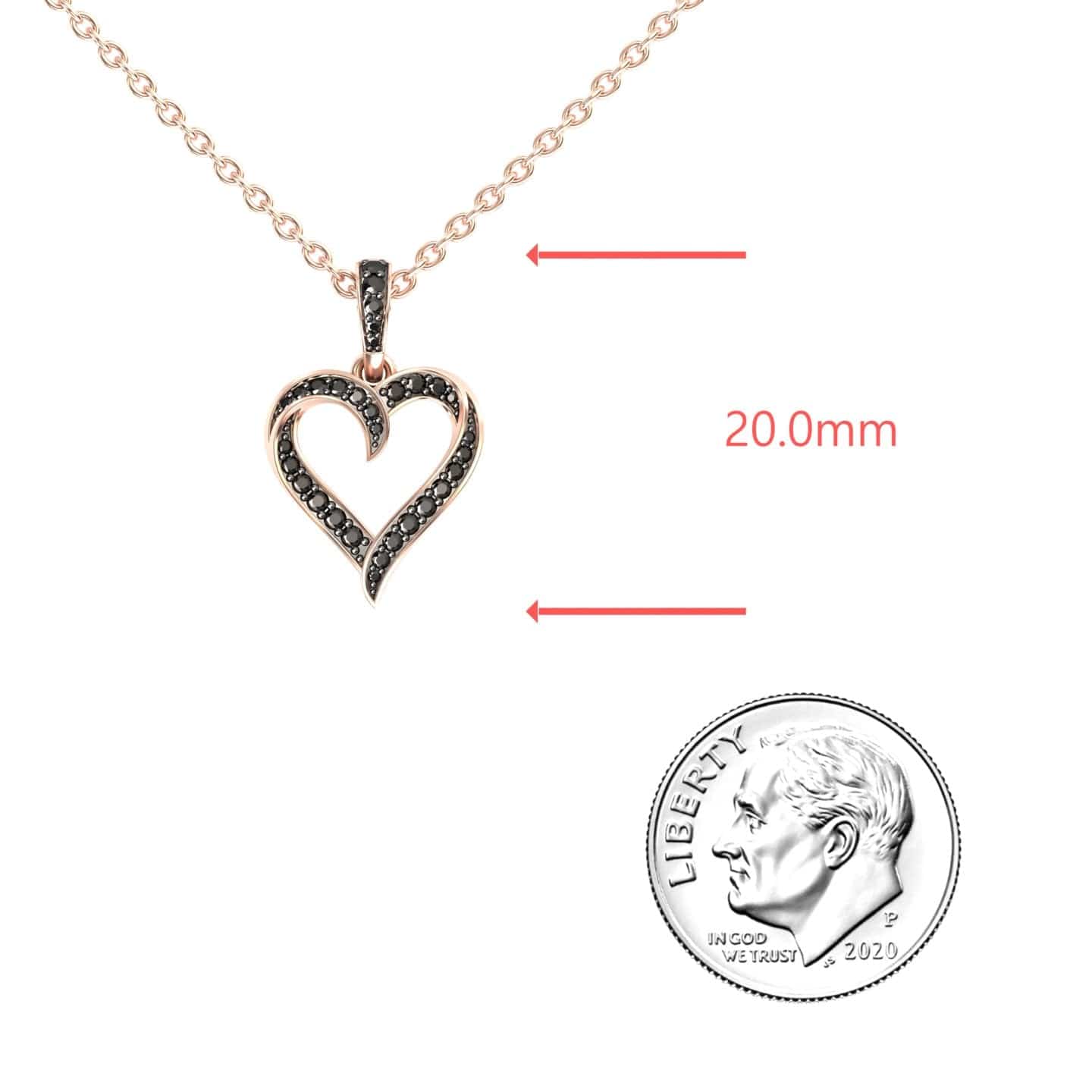 Black Diamond Open Heart Necklace - Rivka
