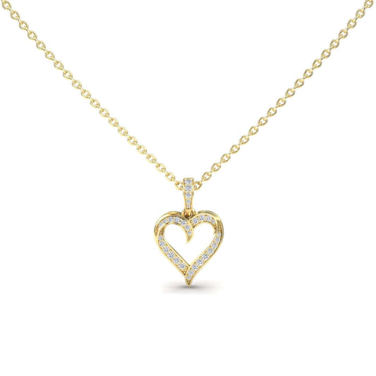White Diamond Open Heart Necklace - Rivka