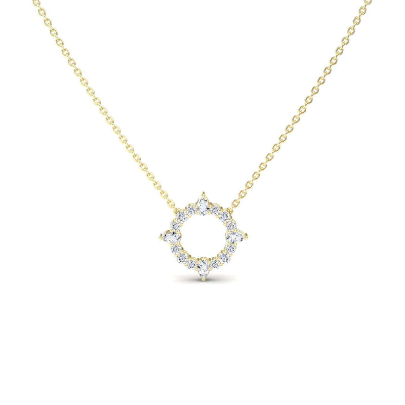 White Diamond Starburst Circle Necklace - Simone