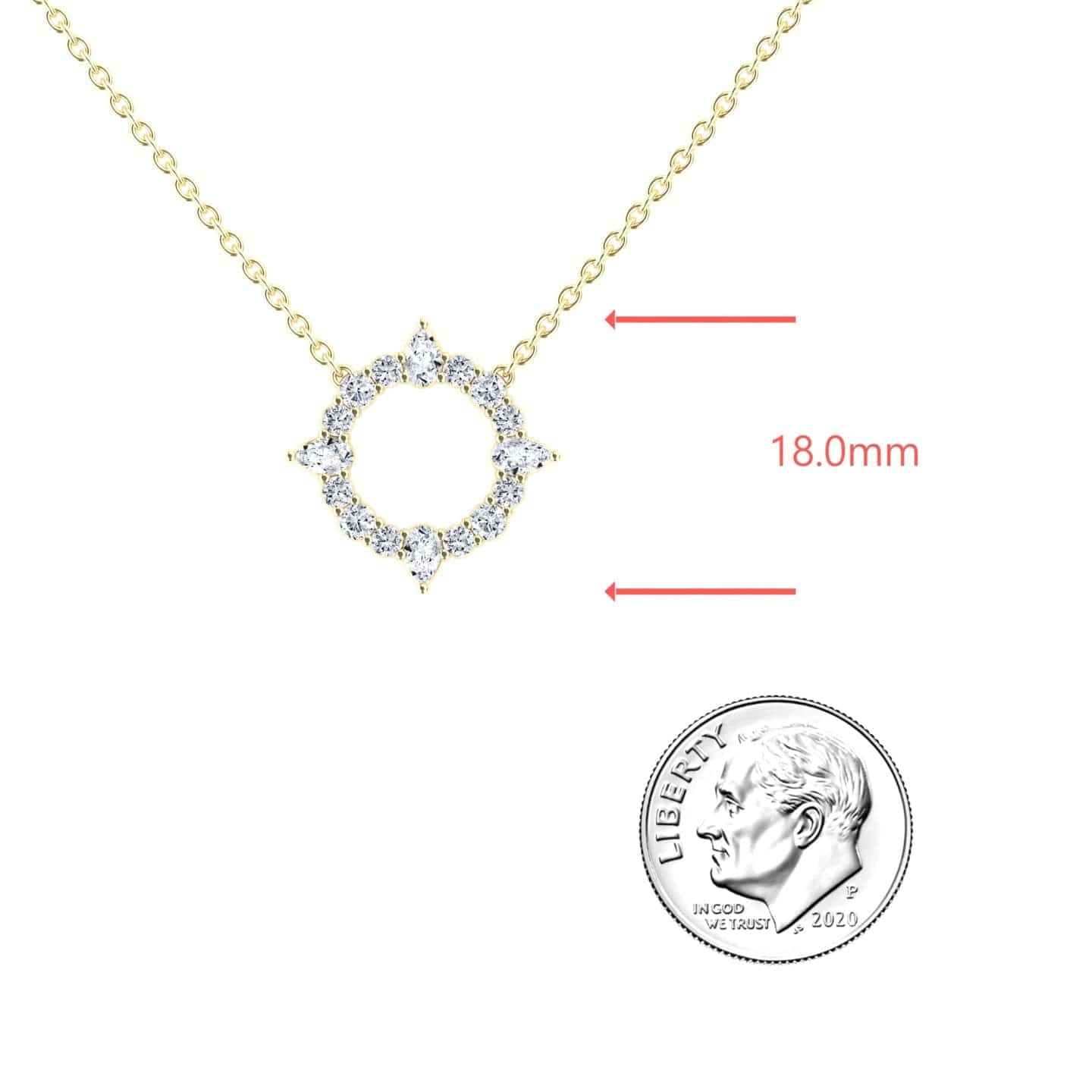 White Diamond Starburst Circle Necklace - Simone