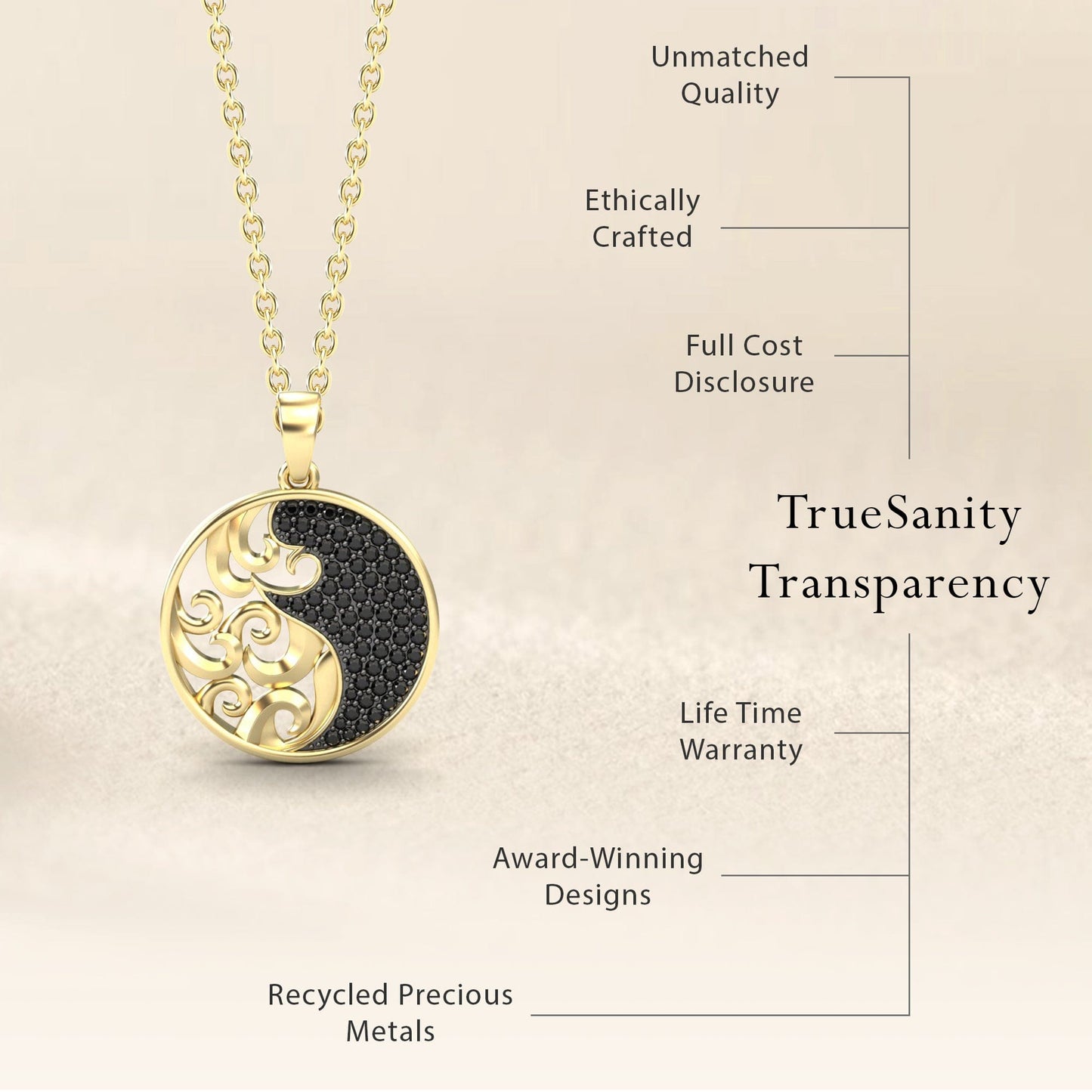 Black Diamond Sea Wave Necklace - Vidya