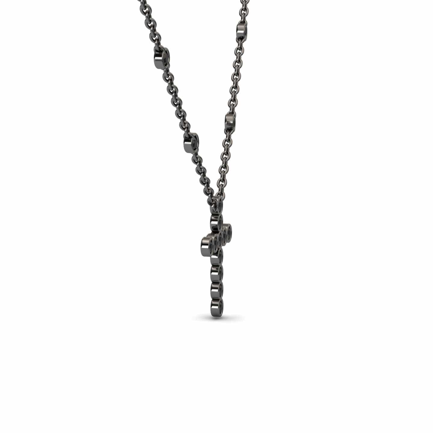 Black Diamond Bezel-Set Cross Necklace - Aleena
