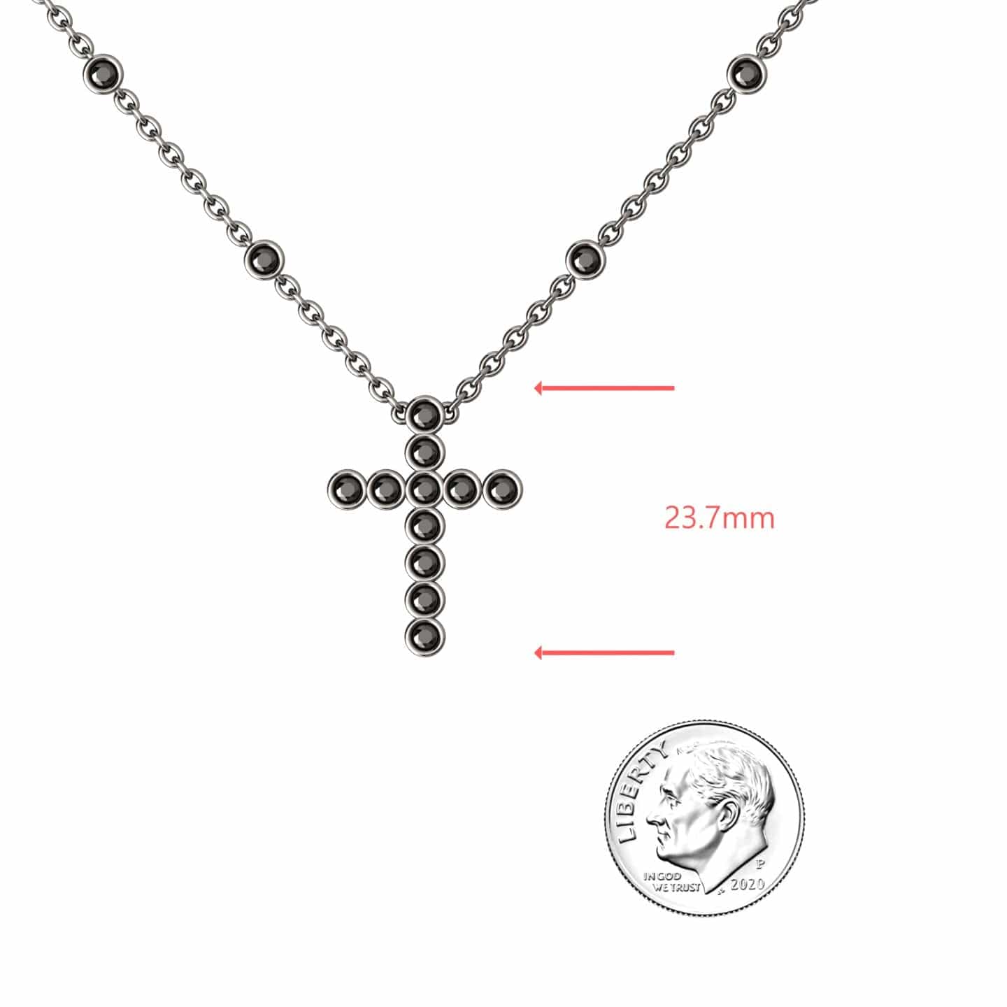 Black Diamond Bezel-Set Cross Necklace - Aleena