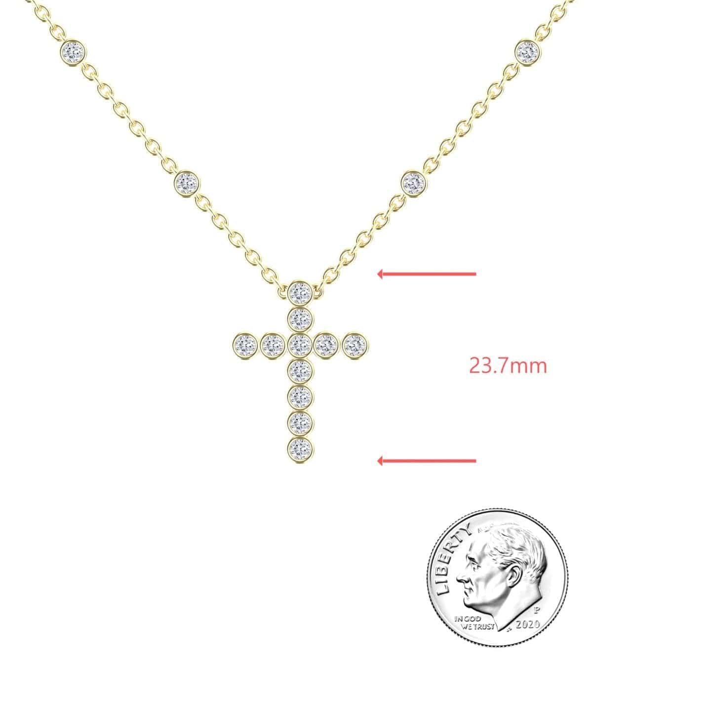 White Diamond Bezel-Set Cross Necklace - Aleena