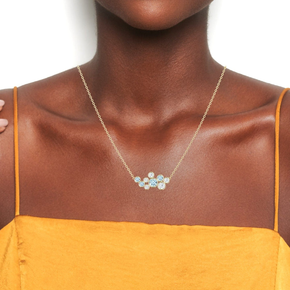 Aquamarine & Diamond Bubble Necklace - Harini