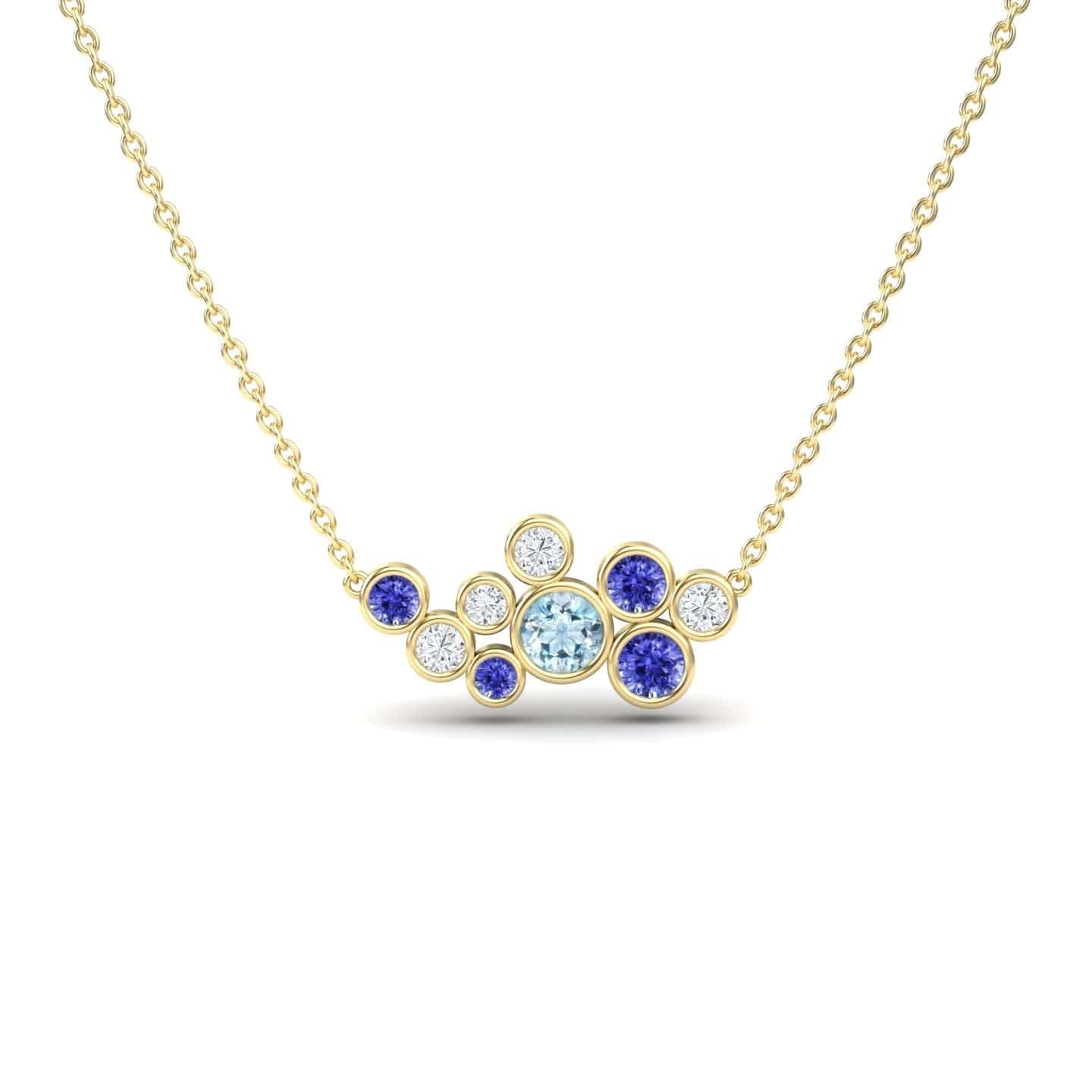 Aquamarine & Tanzanite Bubble Necklace - Harini