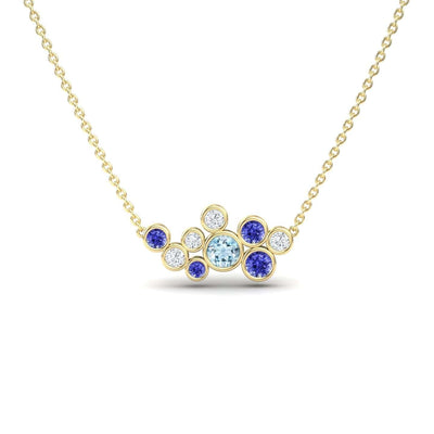 Aquamarine & Tanzanite Bubble Necklace