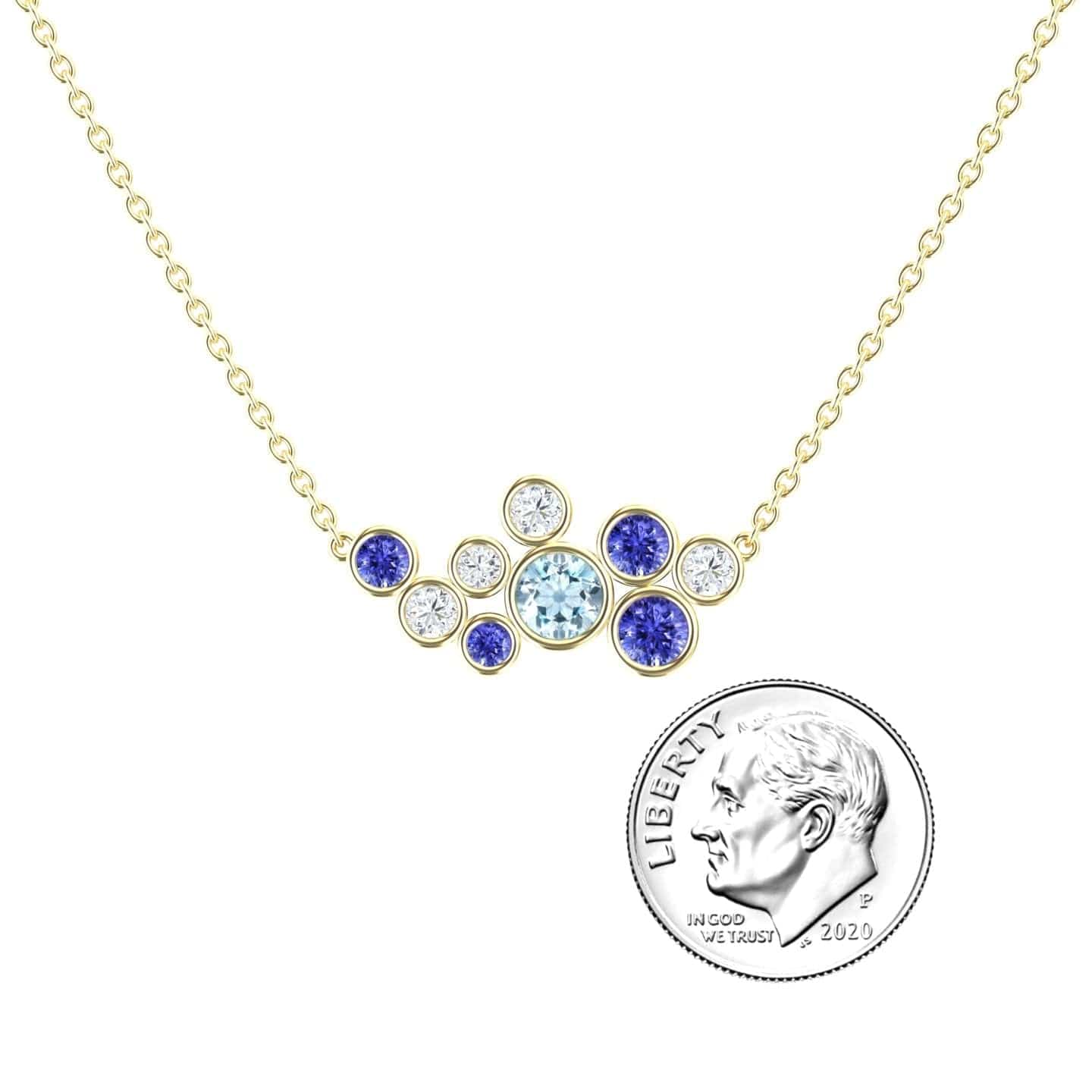 Aquamarine & Tanzanite Bubble Necklace - Harini