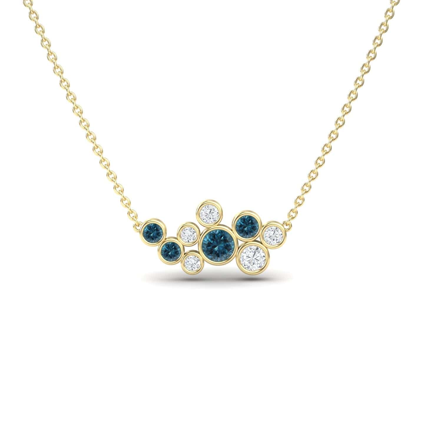 Blue & White Diamond Bubble Necklace - Harini