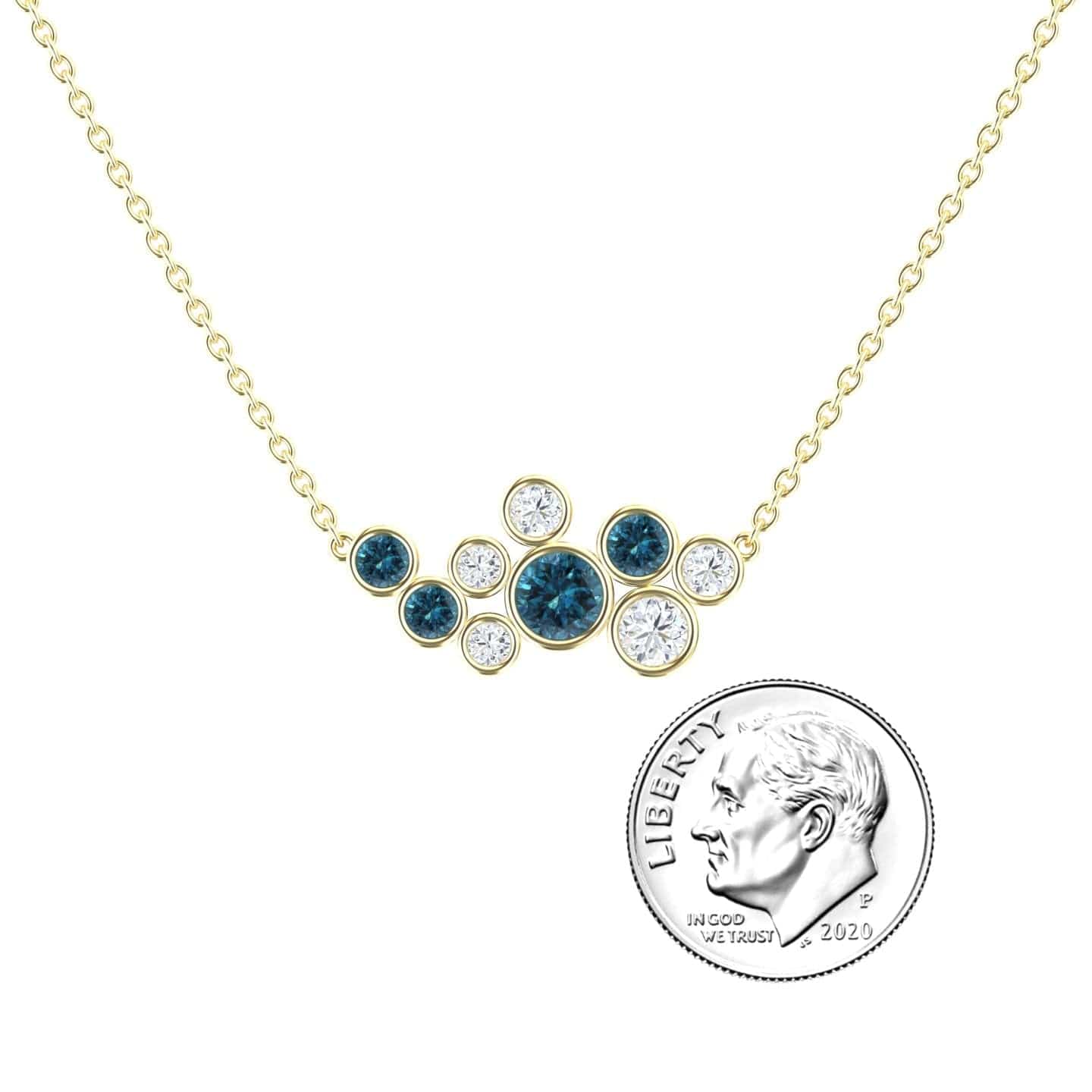 Blue & White Diamond Bubble Necklace - Harini