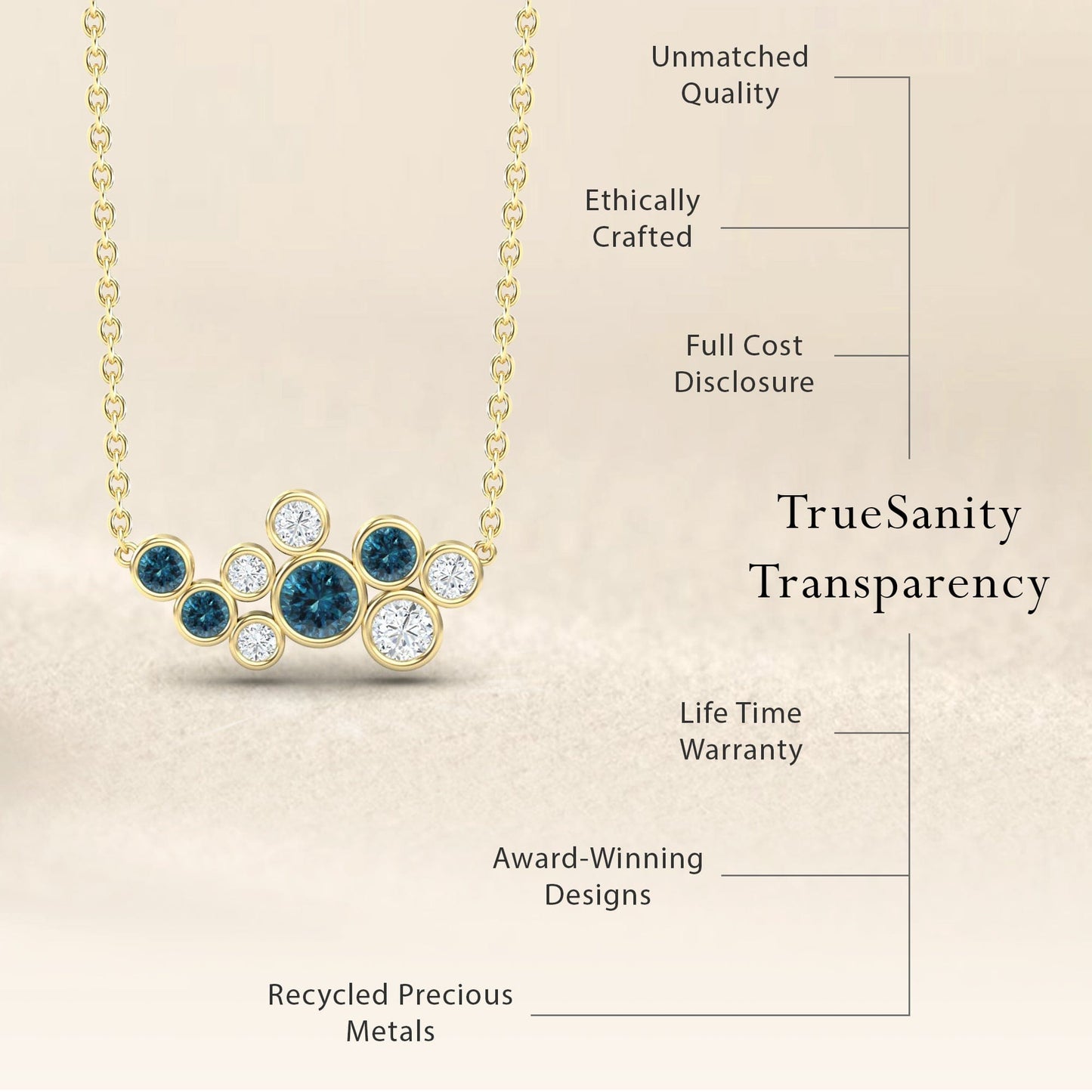Blue & White Diamond Bubble Necklace - Harini