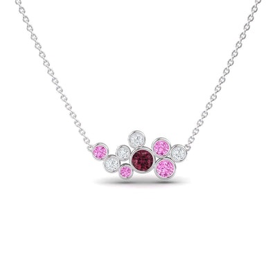 Rhodolite Garnet & Pink Sapphire Bubble Necklace