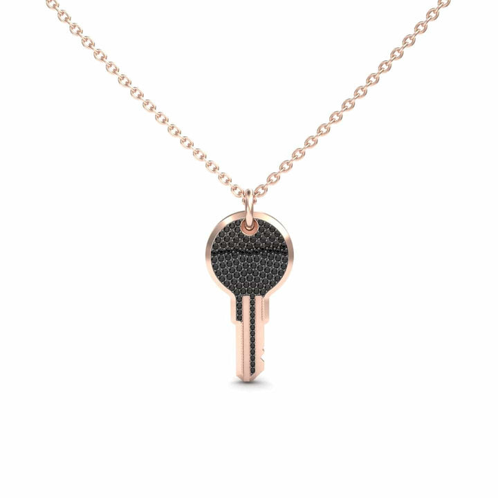 Black Diamond Pave Key Necklace - Jayashree