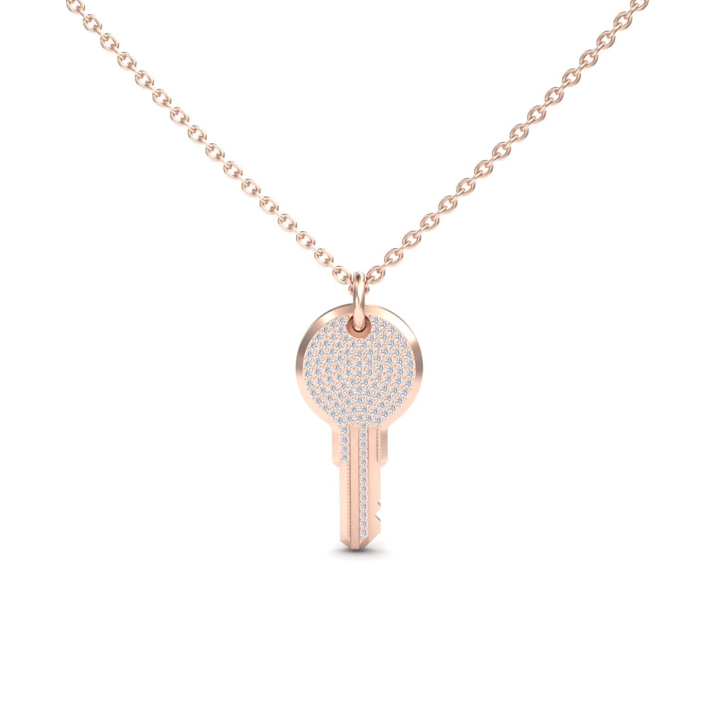 White Diamond Pave Key Necklace - Jayashree