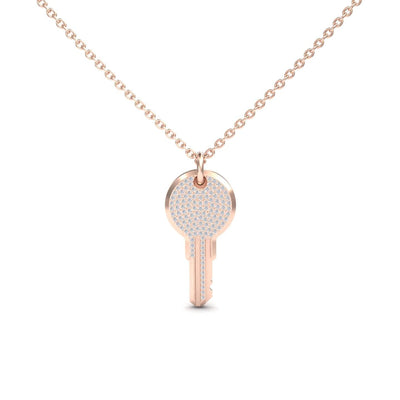 White Diamond Pave Key Necklace