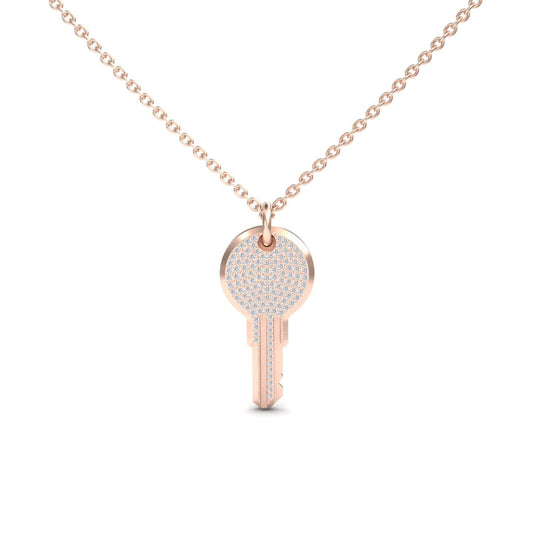 White Diamond Pave Key Necklace - Jayashree