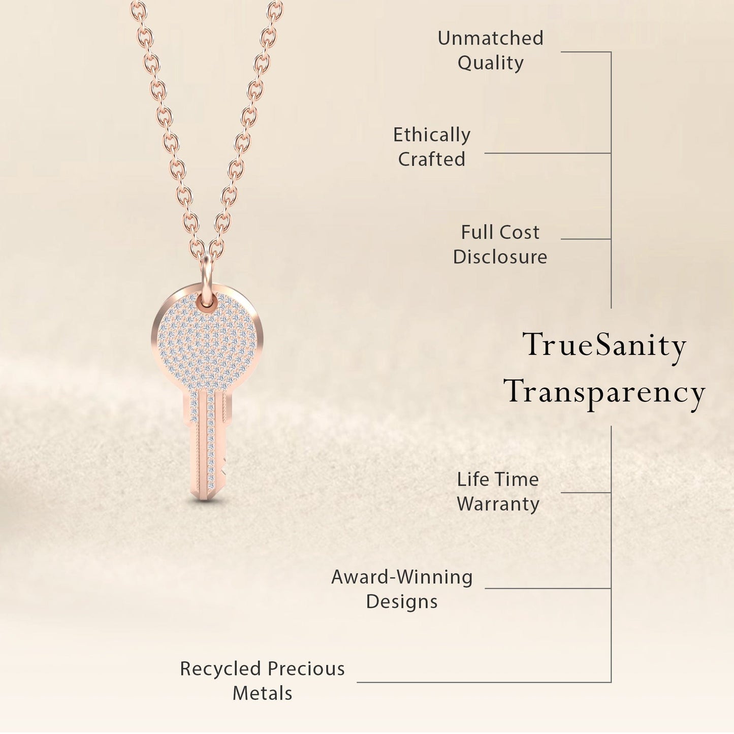 White Diamond Pave Key Necklace - Jayashree