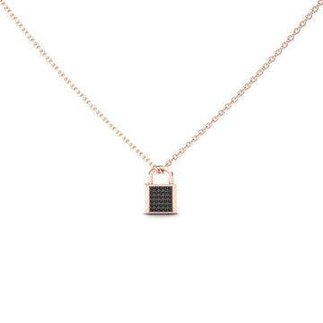 Black Diamond Lock Necklace - Samira