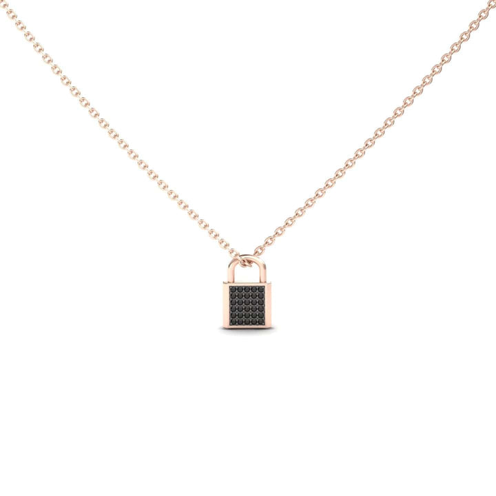 Black Diamond Lock Necklace - Samira
