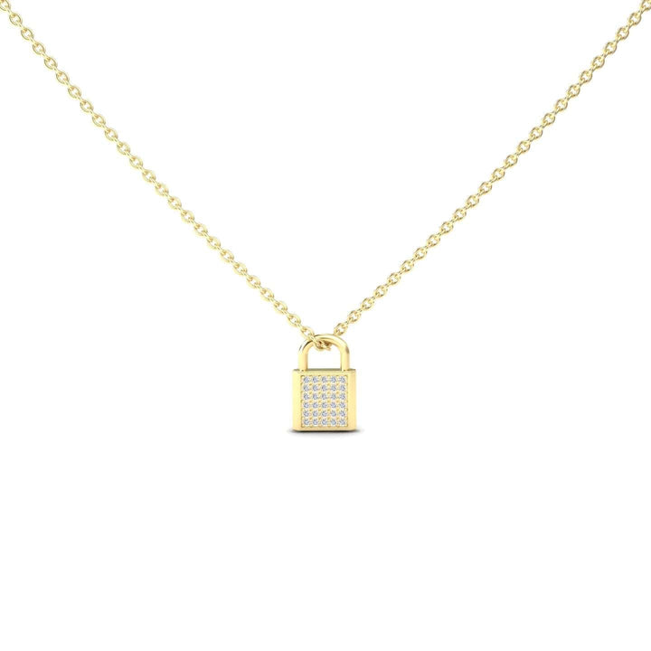 White Diamond Lock Necklace - Samira