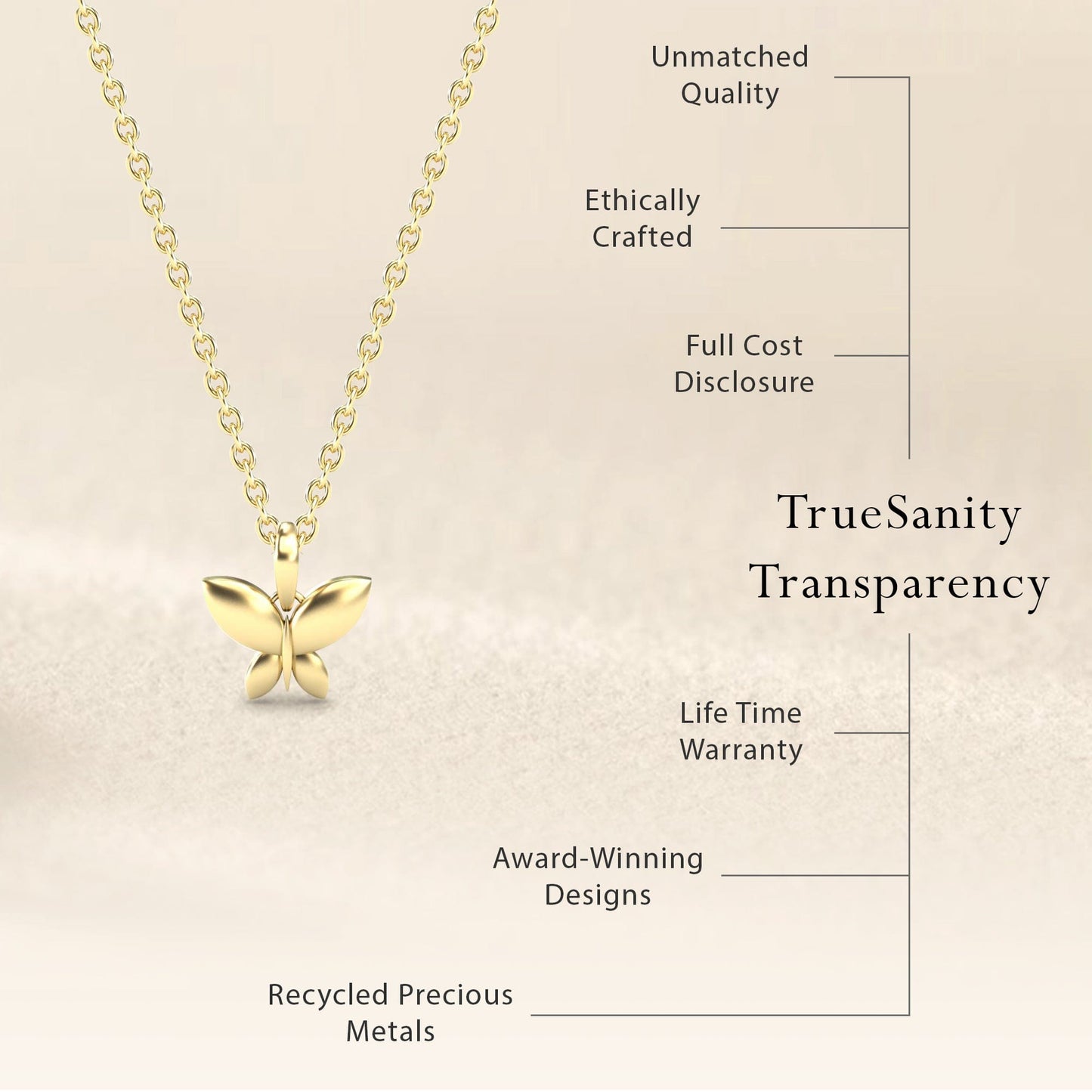 Minimalist Gold Butterfly Charm Necklace - Alessandra
