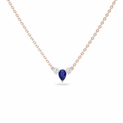Blue Sapphire & Diamond Three-Stone Necklace