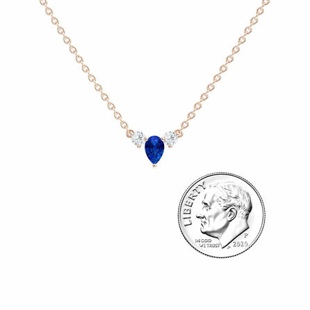 Blue Sapphire & Diamond Three-Stone Necklace - Jina