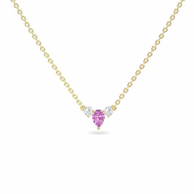 Pink Sapphire & Diamond Three-Stone Necklace