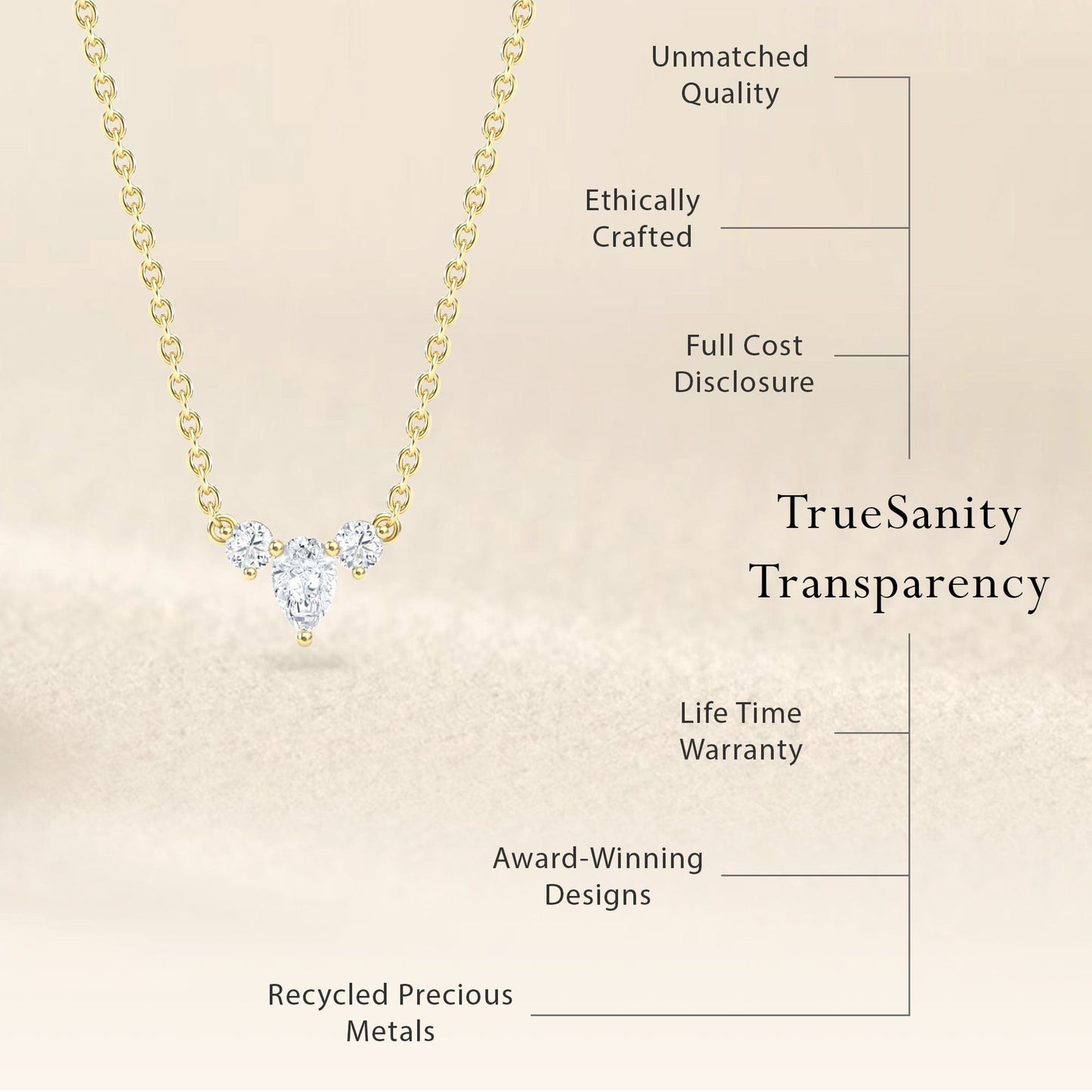 White Diamond Three-Stone Necklace - Jina