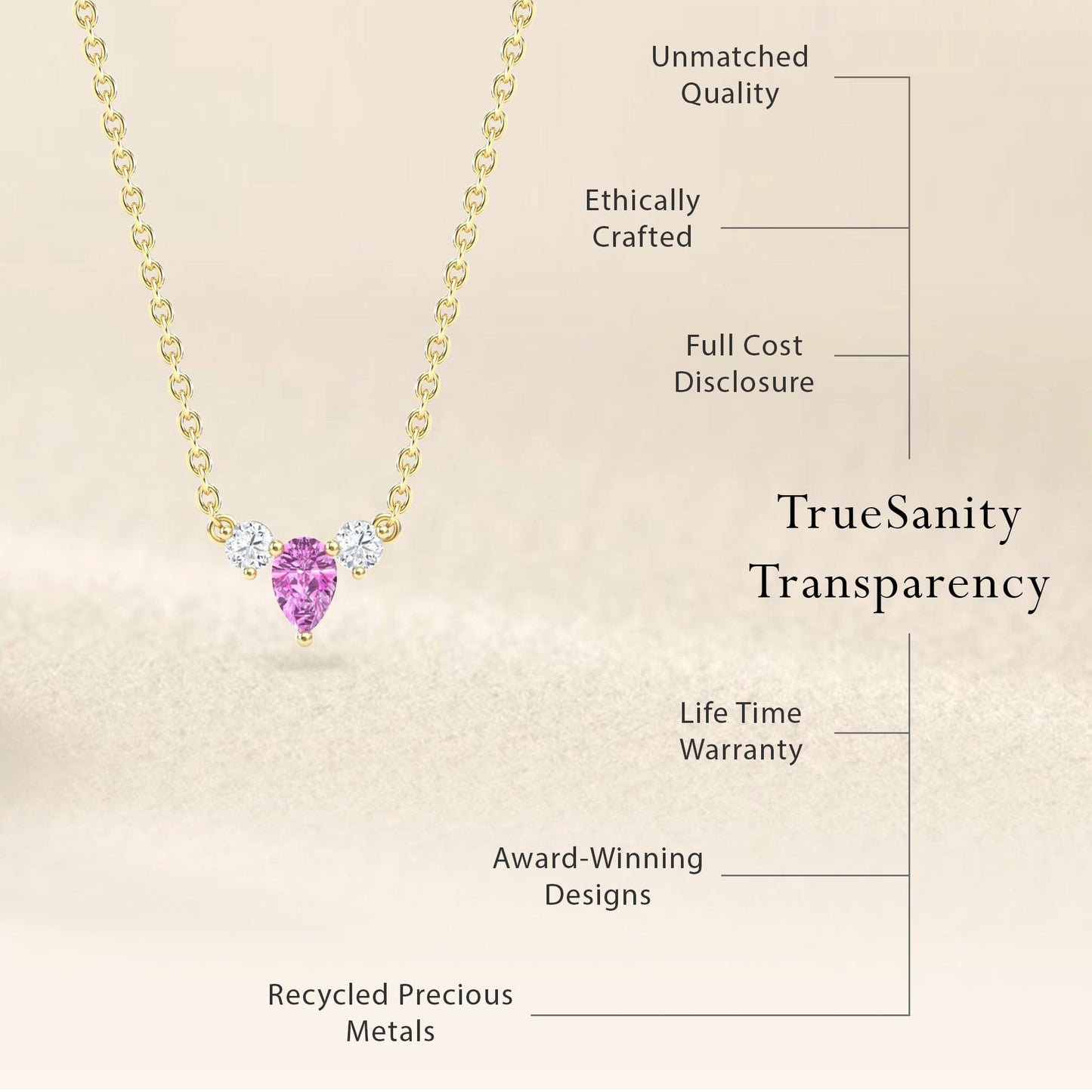 Pink Sapphire & Diamond Three-Stone Necklace - Jina