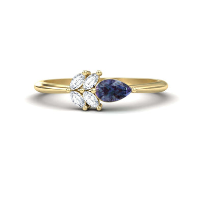 Lab Grown Alexandrite & Diamond Fancy Ring