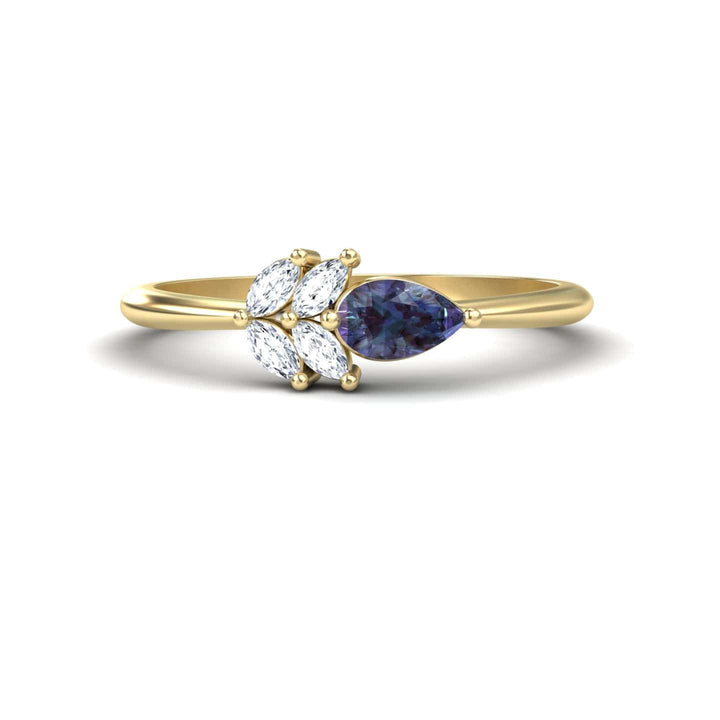 Lab Grown Alexandrite & Diamond Fancy Ring - Julia