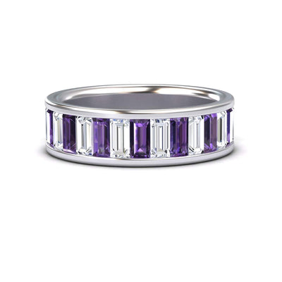 Amethyst & Diamond Channel-Set Eternity Band