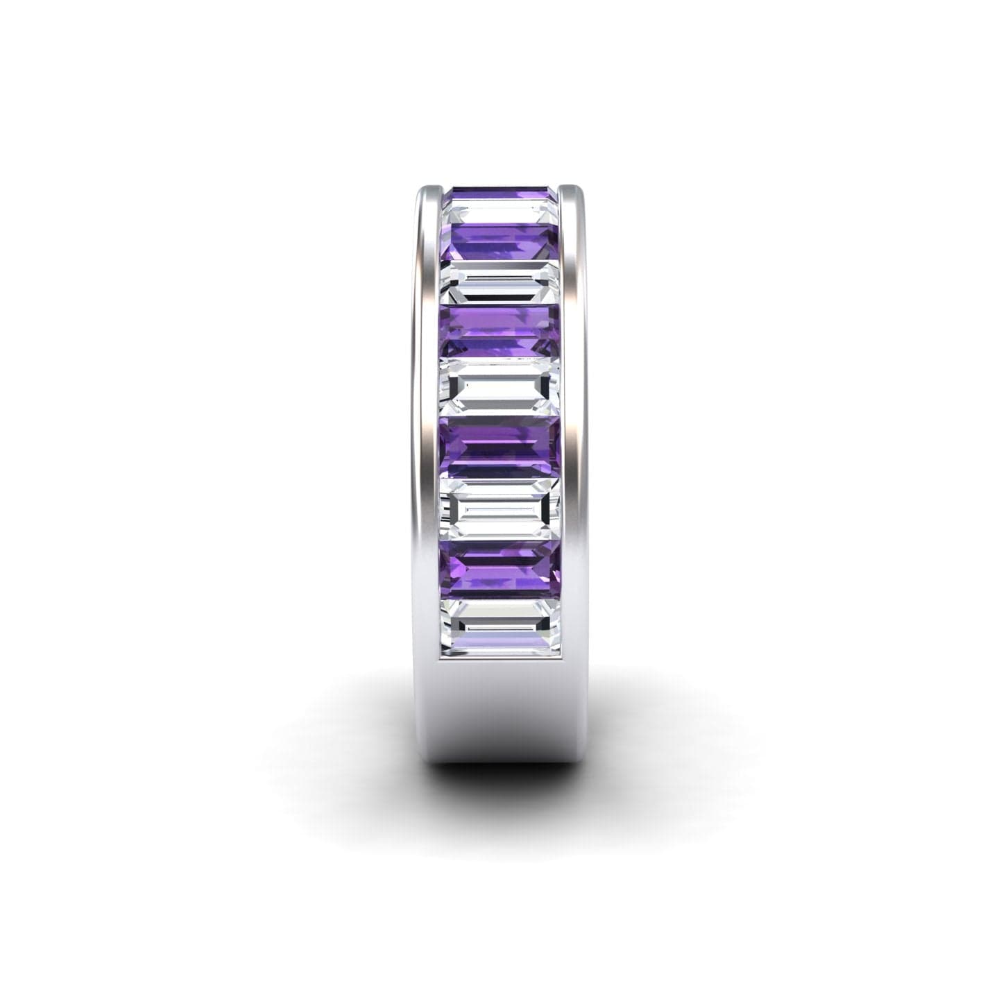 Amethyst & Diamond Channel-Set Eternity Band - Kyra
