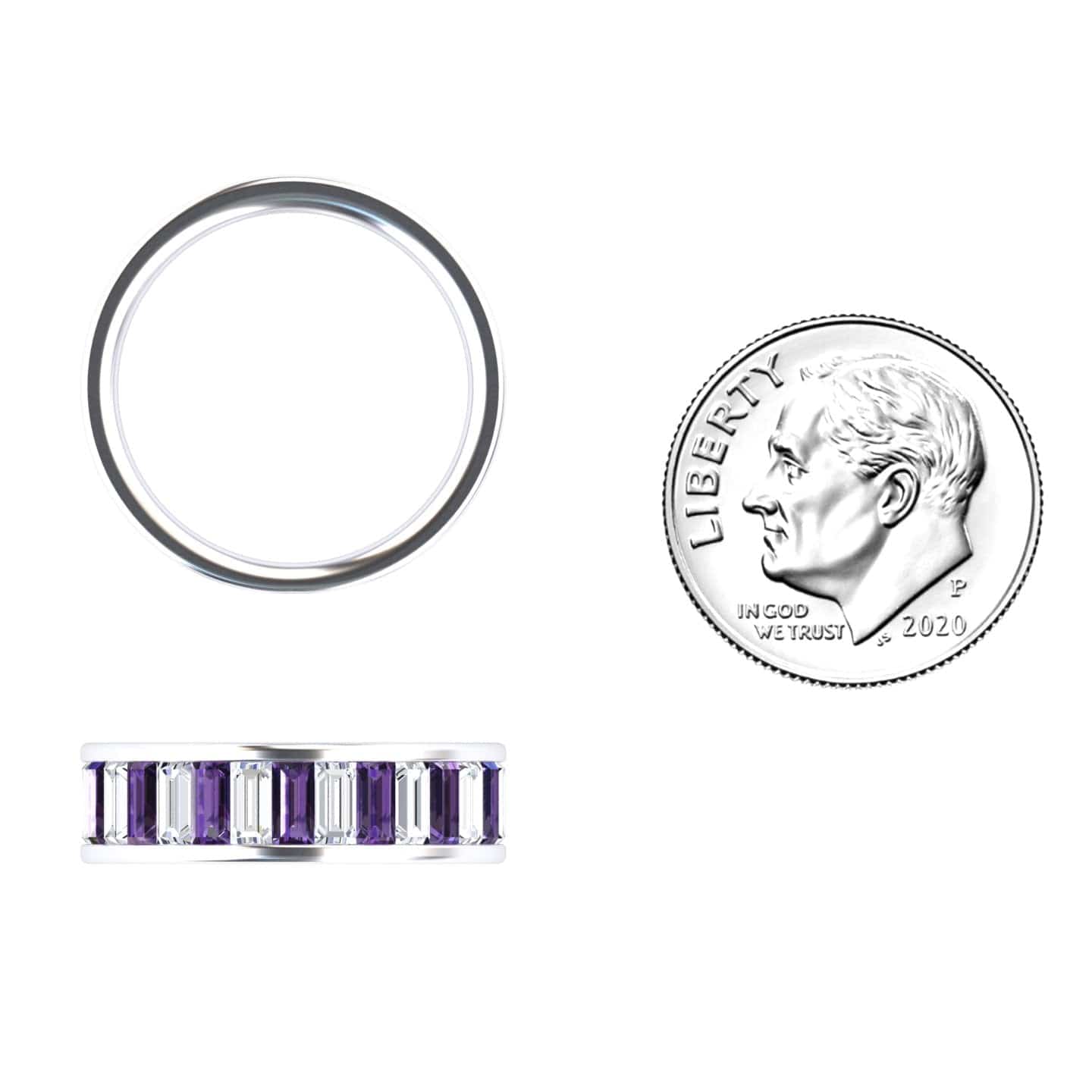 Amethyst & Diamond Channel-Set Eternity Band - Kyra