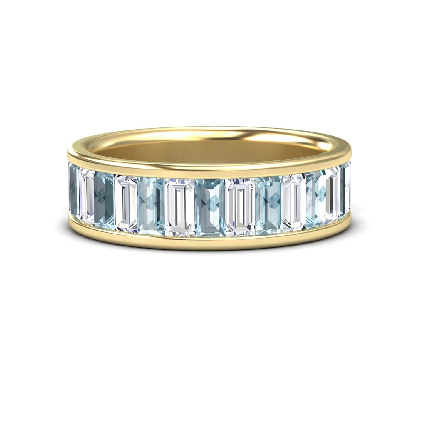 Aquamarine & Diamond Channel-Set Eternity Band - Kyra