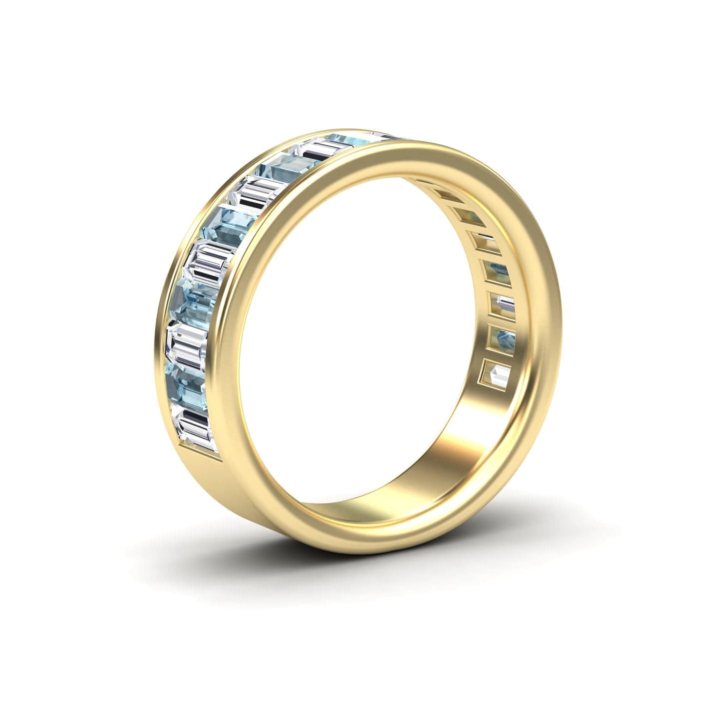 Aquamarine & Diamond Channel-Set Eternity Band - Kyra